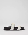 Ann Taylor Buckle Leather Sandals In Winter White