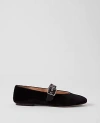 Ann Taylor Buckle Mary Jane Velvet Flat In Black