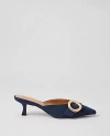 Ann Taylor Buckle Nip Toe Denim Kitten Heels In Dark Denim Blue