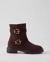 Ann Taylor Buckle Suede Bootie In Carob