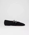 Ann Taylor Buckled Suede Ballet Flat In Black