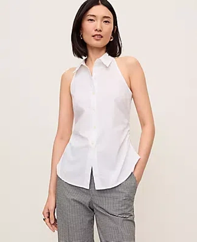 Ann Taylor Button Down Halter Shirt In White