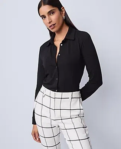 Ann Taylor Button Down Shirt In Black