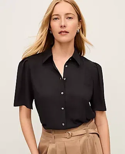 Ann Taylor Button Down Shirt In Black
