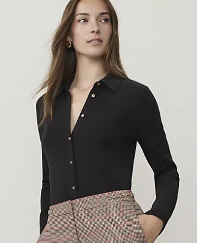 Ann Taylor Button Down Shirt In Black
