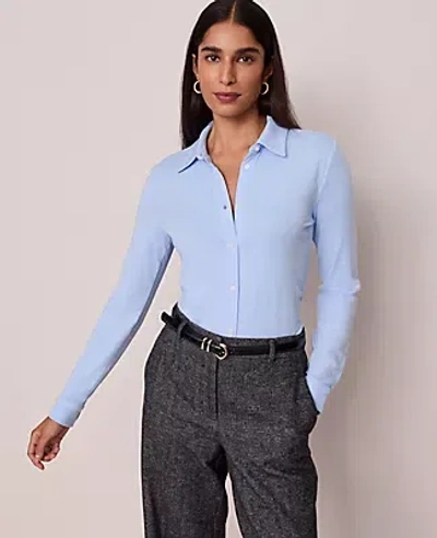 Ann Taylor Button Down Shirt In Blue
