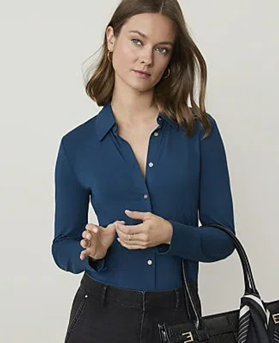 Ann Taylor Button Down Shirt In Blue
