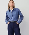 Ann Taylor Button Down Shirt In Precious Sapphire