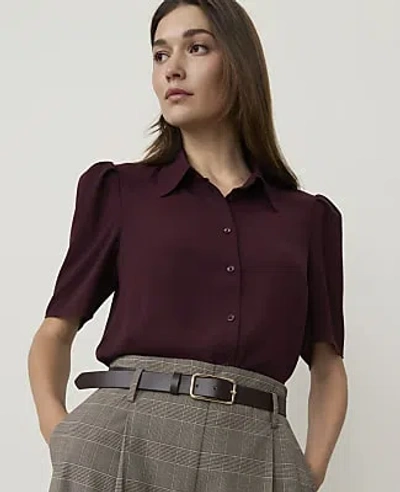 Ann Taylor Button Down Shirt In Purest Plum
