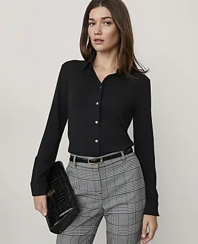 Ann Taylor Button Down Top In Black