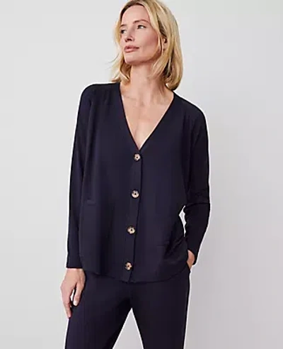 Ann Taylor Button Lounge Cardigan In Night Sky