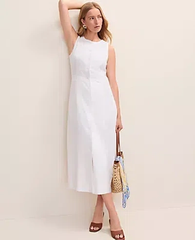 Ann Taylor Button Midi Dress In White