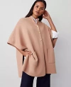 Ann Taylor Button Mock Neck Poncho In Cappuccino Tan