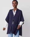 Ann Taylor Button Mock Neck Poncho In Night Sky