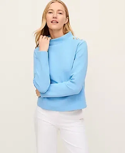 Ann Taylor Button Mock Neck Sweater