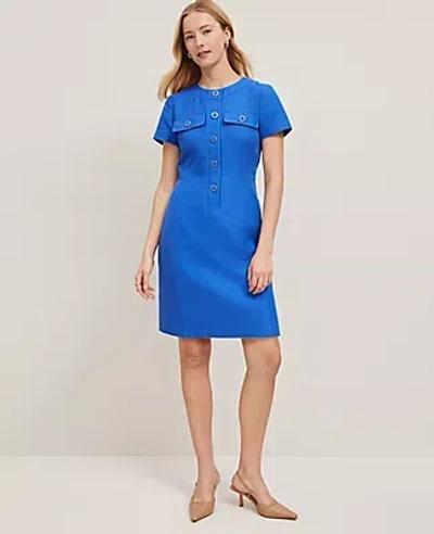 Ann Taylor Button Pocket Dress In Power Blue