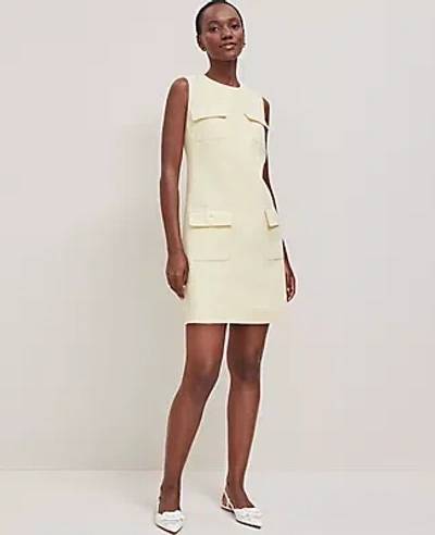 Ann Taylor Button Pocket Shift Dress In Yellow Buttercream