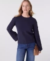 Ann Taylor Button Ribbed  Sweater In Black