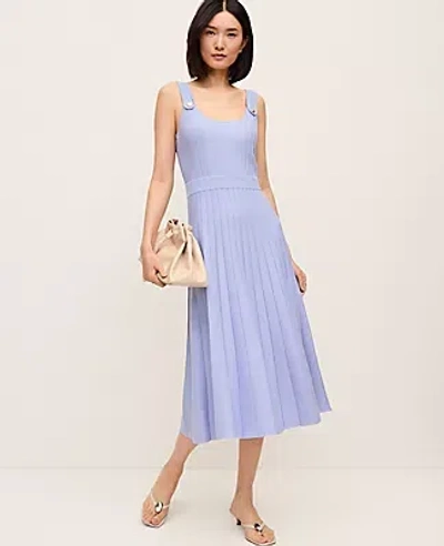 Ann Taylor Button Ribbed Sweater Dress In Blue