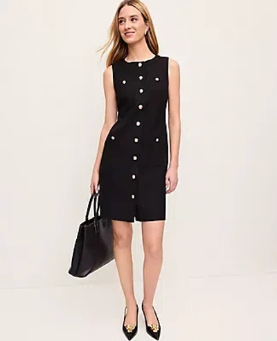 Ann Taylor Button Shift Dress In Black