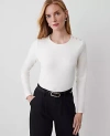 Ann Taylor Button-shoulder Ponte Top In Winter White