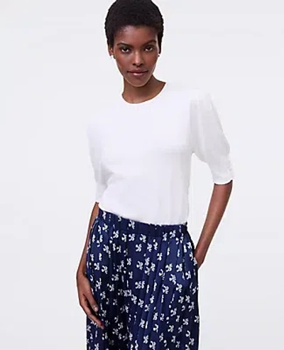 Ann Taylor Button Sweater Tee In White