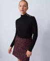 Ann Taylor Button Turtleneck Sweater In Black