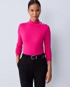 Ann Taylor Button Turtleneck Sweater In Pink