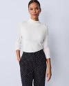 Ann Taylor Button Turtleneck Sweater In White