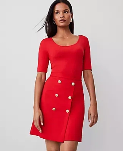 Ann Taylor Button Wrap Skirt In Bright Cherry