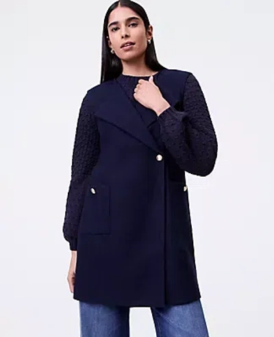 Ann Taylor Buttoned Trench Vest In Blue