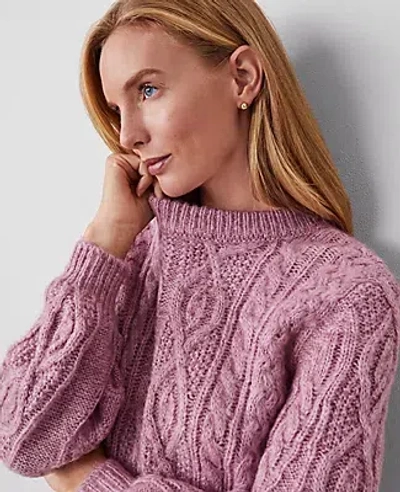 Ann Taylor Cable Bell Sleeve Sweater In Clean Lilac