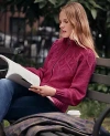 Ann Taylor Cable Bomber Sweater Jacket In Burgundy
