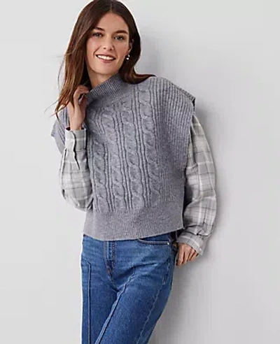Ann Taylor Cable Dickie Sweater Vest In Quiet Shade Grey