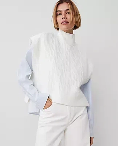 Ann Taylor Cable Dickie Sweater Vest In Winter White