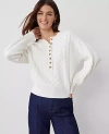 Ann Taylor Petite Cable Henley Sweater In Winter White