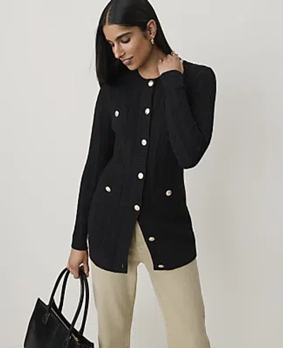Ann Taylor Cable Longline Cardigan In Black
