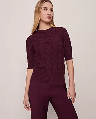 Ann Taylor Cable Sweater In Purple