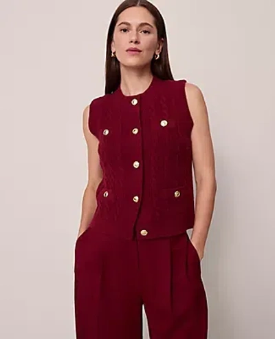 Ann Taylor Cable Sweater Vest In Red
