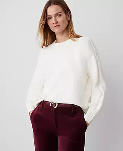 Ann Taylor Cable Sweater In Winter White