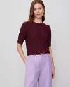 Ann Taylor Cable Wedge Sweater Tee In Burgundy