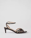 Ann Taylor Caged Kitten Heel Leather Sandals In Black