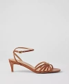 Ann Taylor Caged Kitten Heel Leather Sandals In Midnight Mahogany