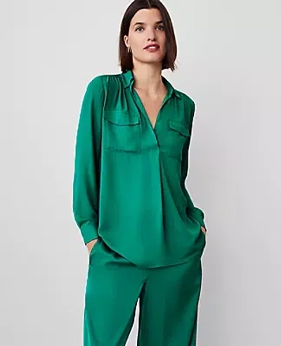 Ann Taylor Camp Shirt In Festive Holly