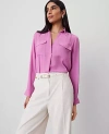 Ann Taylor Camp Shirt In Orchid Glow