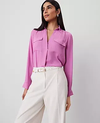 Ann Taylor Camp Shirt In Orchid Glow