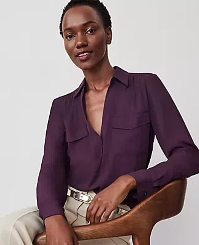 Ann Taylor Camp Shirt In Purple Moon