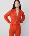 Ann Taylor Camp Shirt In Toasted Tangerine