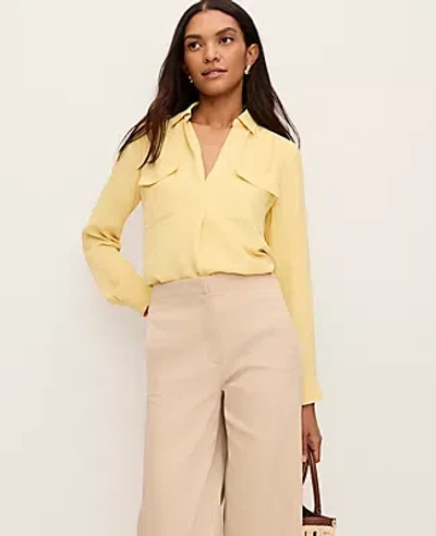 Ann Taylor Camp Shirt In Yellow