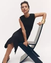 Ann Taylor Cap Sleeve Sheath Midi Dress In Black